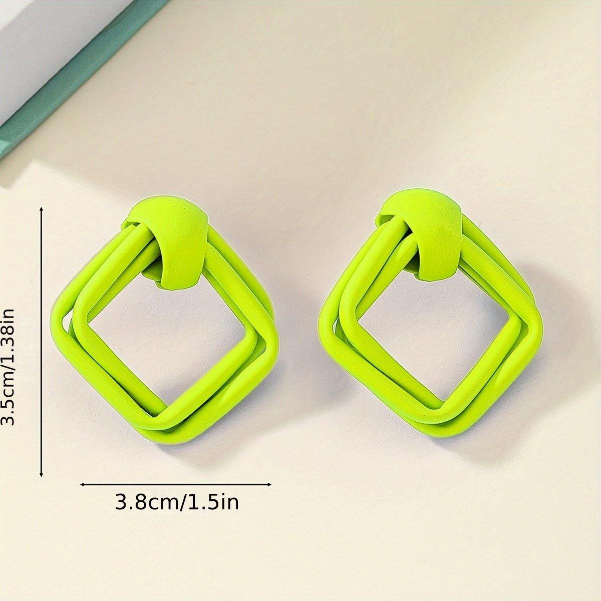 Green Geometric Stud Earrings for Summer Party
